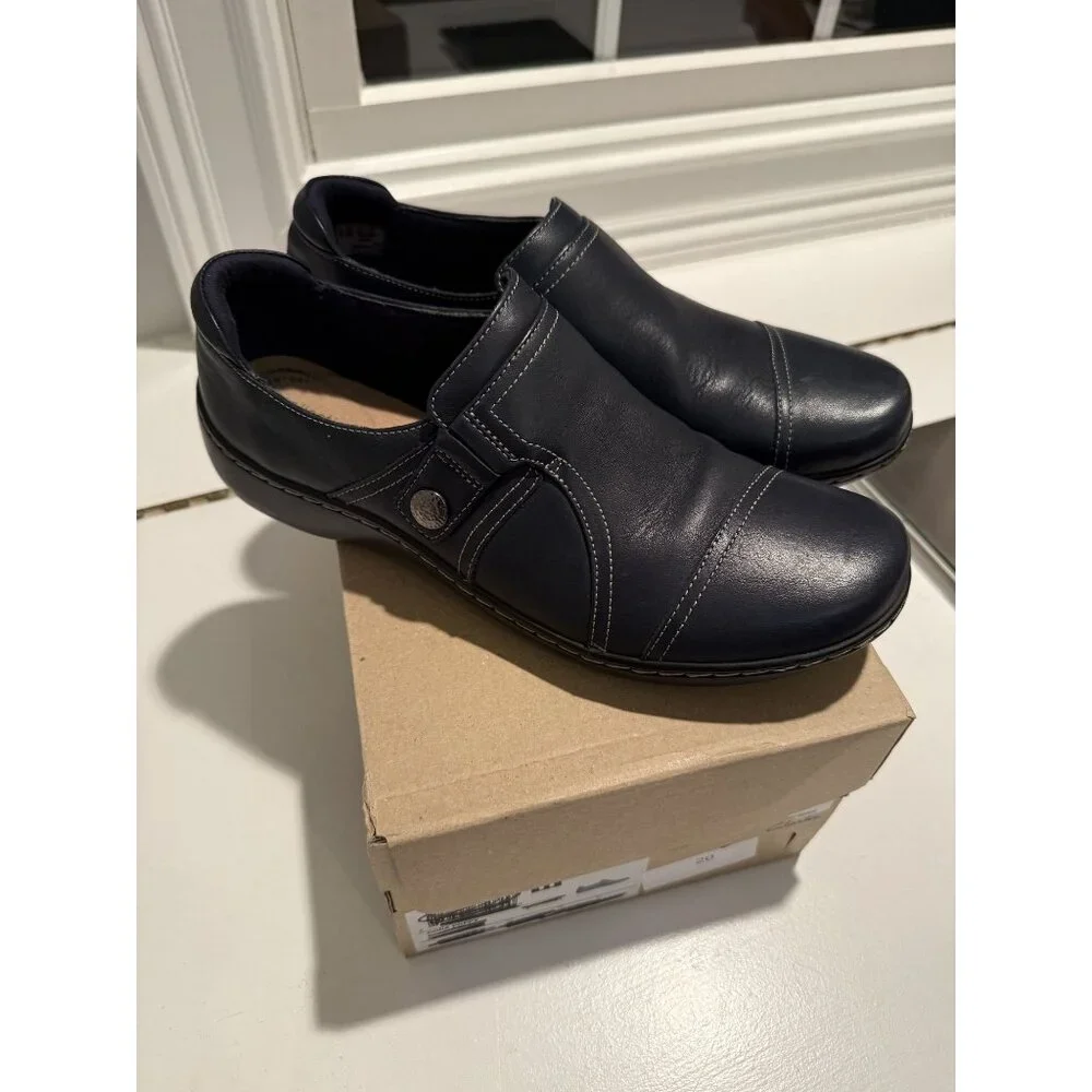 Clarks Cora Poppy Loafers Slip On Black Leather Size US 10 EU 41.5 $90 [jb] - Picture 10 of 16
